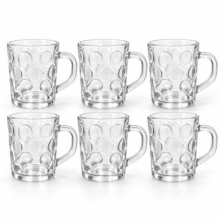 Baloncuk Desenli Cam Kupa Seti – 6’lı, 246 ml, 8 × 9 cm