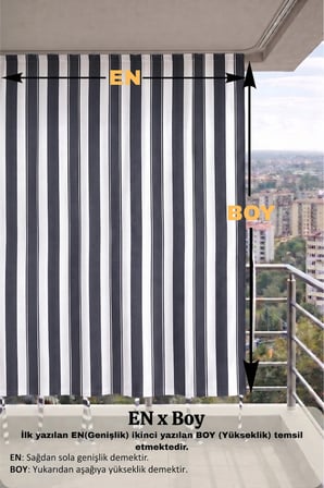 Antrasit-Beyaz balkon perdesi kornişli bağcıklı dış mekan dayanıklı balkon brandası
