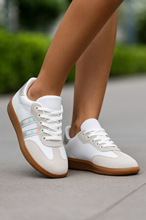 Kadın Bağcıklı Hafif Bilek Destekli Yumuşak Tabanlı Hologram Süet Günlük Ayakkabı 471