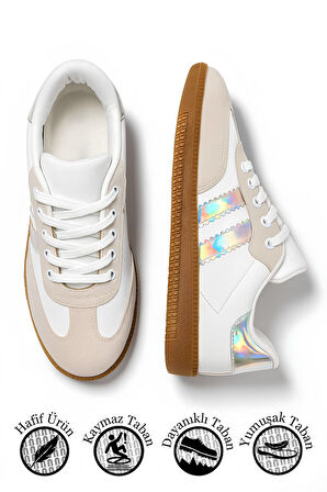 Kadın Bağcıklı Hafif Bilek Destekli Yumuşak Tabanlı Hologram Süet Günlük Ayakkabı 471