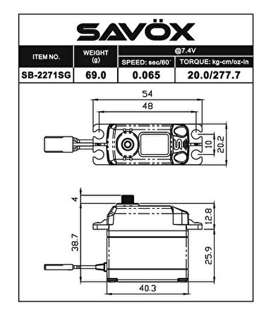 Savox SB2271SG-BE Black Edition Digital Servo Brushless Motor High Voltage Çelik Dişli