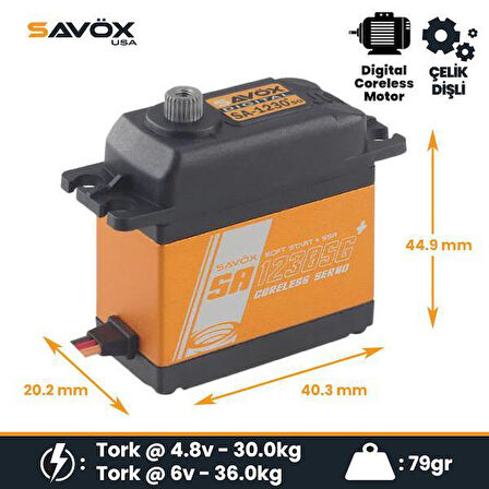 Savox SA1230SGP Digital Servo Coreless Motor With Soft Start High Voltage Çelik Dişli