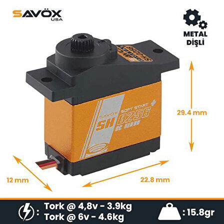 Savox SH0256P Micro Digital Servo DC Motor With Soft Start High Torque Metal Dişli