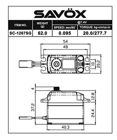 Savox SC-1267SG-BE Black Edition Digital Servo with Soft Start Coreless Motor High Voltage Çelik Dişli