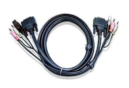 Aten 2L-7D03UD 3 Mt USB Klavye Mouse Monitör Dual DVI-D KVM Switch Kablosu