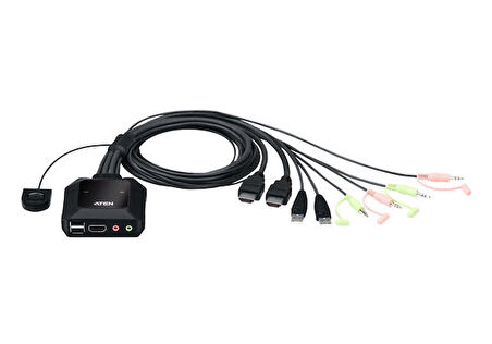 Aten CS22H 2 Port USB 4K HDMI KVM Switch Kablo