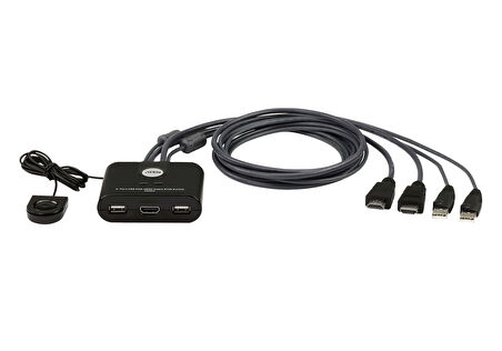 2 Port USB FHD HDMI KVMP™(Keyboard/Video Monitor/Mouse) Periferi (Çevre Cihazlarla (USB) Bağlantı Kurabilir) Switch, KVM bağlantı kablosu ürüne gömülüdür, Remot TdrTR