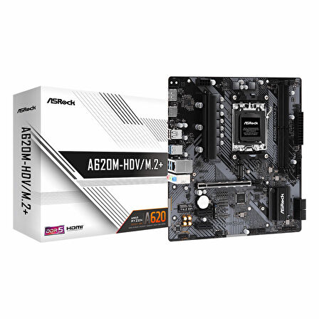 ASRock A620M-HDV/M.2+ DDR5 (6400MHz)OC M.2 HDMI/DP PCIe 4.0 AM5 mATX Anakart