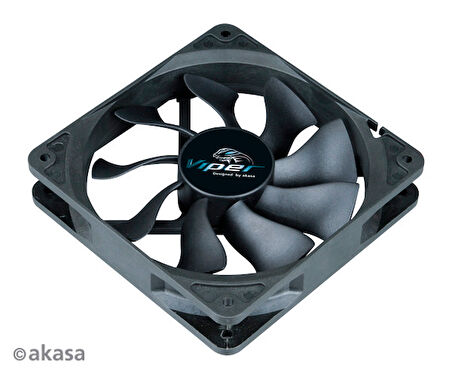 Akasa "Viper" 12cm S-Flow Yüksek Performanslı 83CFM Siyah Sessiz Fan (AK-FN065)