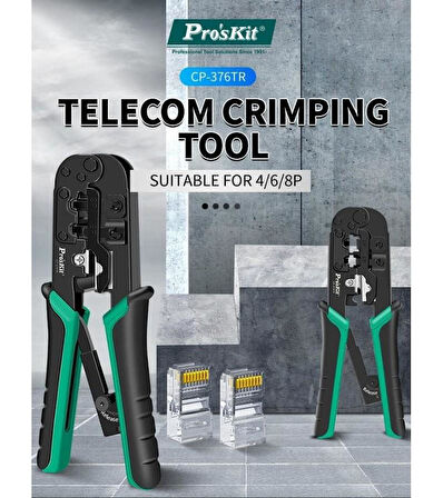 Proskit CP-376TR 4P/6P/8P RJ11/RJ12/RJ45 CAT5 CAT6 Konnektör Sıkma Pensesi
