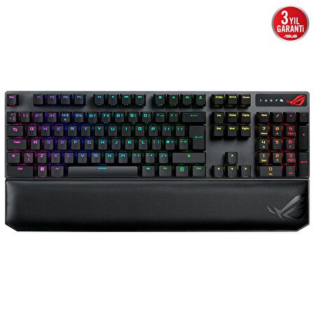 ASUS ROG STRIX SCOPE NX RED WIRELESS DELUXE OYUNCU KLAVYESİ 3 FARKLI BAĞLANTI (2.4GHz RF BLUETOOTH KABLOLU) ROG NX RED MEKANİK SWITCH AURA SYNC RGB VE BİLEK DEST