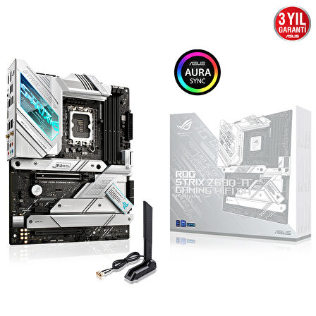 ASUS ROG STRIX Z690-A GAMING WIFI D4 Intel Z690 LGA1700 DDR4 5333 DP HDMI 3x M2 USB3.2 AX WiFi + BT AURA RGB 2.5Gbit LAN ATX PCIe5.0, 16+1 Güç Aşaması İki Yönlü AI Ses Engelleyici Mik.