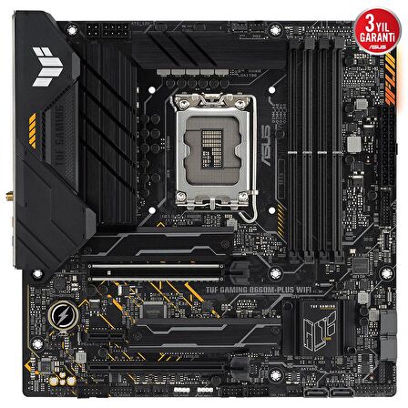 ASUS TUF GAMING B660M-PLUS WIFI INTEL B660 LGA1700 DDR5 6000 DP HDMI ÇİFT M2 USB3.2 AX WİFİ + BT AURA RGB 2.5GBİT LAN MATX 128GB’A KADAR RAM DESTEĞİ ASUS 5X TUF PROTECTION III