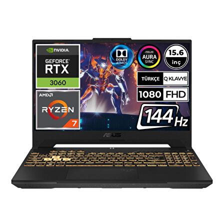 Asus TUF Gaming A15 Harici Ekran Kartı Nvidia GeForce RTX 3060 6800H 16 GB DDR5 512 GB 15.6 inç Full HD Freedos Notebook Dizüstü Bilgisayar