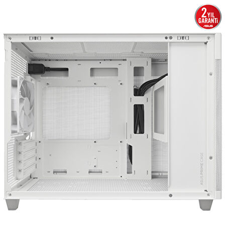 ASUS PRIME AP201 WHITE MICRO ATX ALET GEREKTİRMEYEN YAN PANELLER VE TOZ FİLTRELİ IZGARAYA SAHİP 360 MM SOĞUTUCU 338 MM UZUNLUĞA KADAR EKRAN KARTI VE STANDART ATX PSU DESTEKLİ 33 LİTRE HACİMLİ MICRA ATX KASA