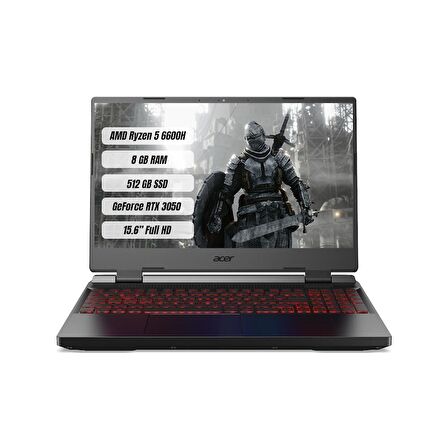 Acer Nitro 5 AN515-46 Harici Ekran Kartı NVIDIA GeForce RTX 3050 AMD Ryzen 5 6600H 8 GB DDR5 512 GB 15.6 inç Full HD Freedos Notebook Dizüstü Bilgisayar