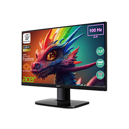 Acer KB242YH 23,8" 100Hz 1ms (Hdmı + Vga) Freesync Zeroframe Full Hd Va Monitör UM.QK2EE.H01