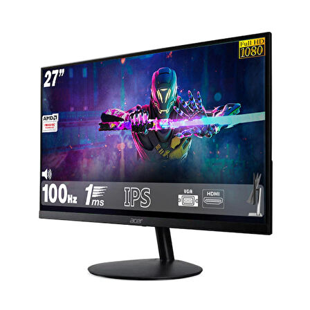 Acer SA272 27" 100 Hz 1 Ms (HDMI + VGA ) 1920×1080 Freesync FHD IPS Flat Monitör UM.HS2EE.E09