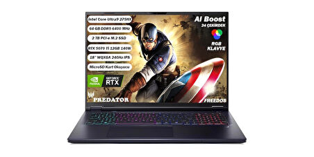 ACER Predator PHN18-72 Core Ultra9 275HX 32GB 1TB RTX 5070Ti 18''WQXGA IPS 240Hz Fdos NH.QVMEY.002