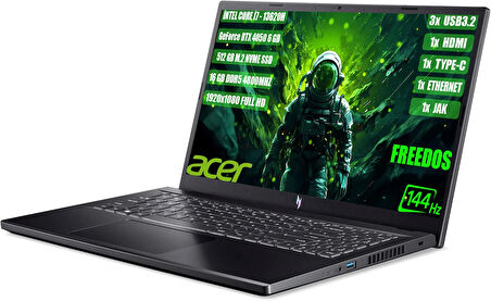 ACER Nitro V 15 i7-13620H 16 GB 512 GB SSD RTX 4050-6 GB 15.6" FHD IPS 144Hz FreeDOS NH.QNBEY.002