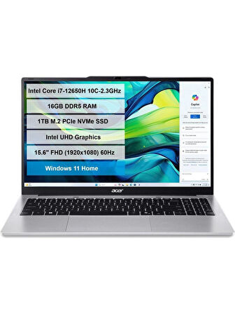 Acer Aspire Lite Intel Core i7-12650H 16GB DDR5 1TB SSD 15.6" FHD Windows11 Home AL15-71P-735B