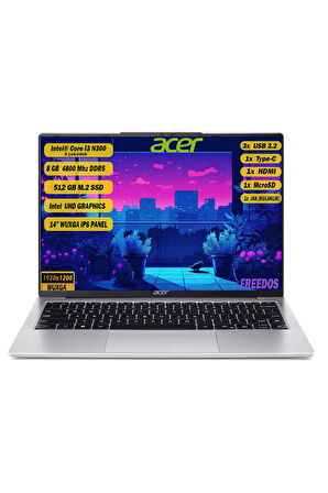 Aspire Lite Intel Core i3-N300 8GB 512GB SSD Freedos 14" WUXGA IPS Dizüstü Bilgisayar NX.KS9EY.002