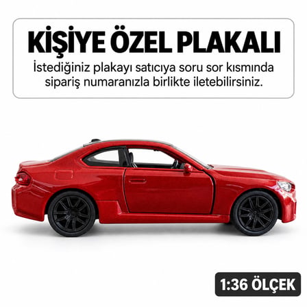 Bmw M2 Metal Araba -Kişiye Özel Plaklı - Kırmızı