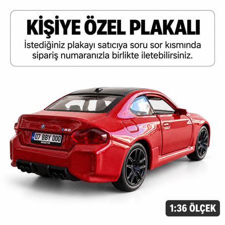 Bmw M2 Metal Araba -Kişiye Özel Plaklı - Kırmızı
