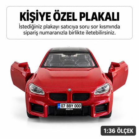Bmw M2 Metal Araba -Kişiye Özel Plaklı - Kırmızı