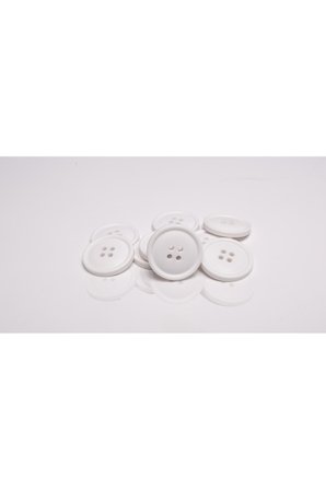 Polyester Düğme Beyaz Hırka Düğmesi 25mm 10 Adet