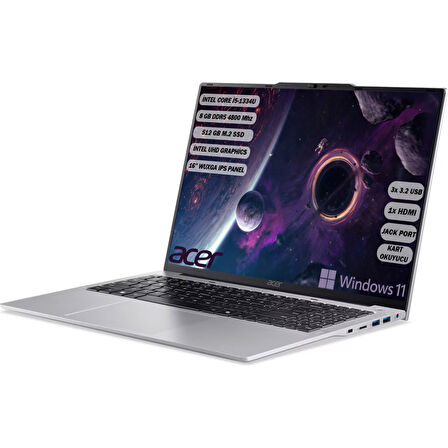 Aspire Lite I5-1334U 8 GB 512 GB SSD 16" ( 1920 x 1200) IPS Windows 11 Home NX.J23EY.001