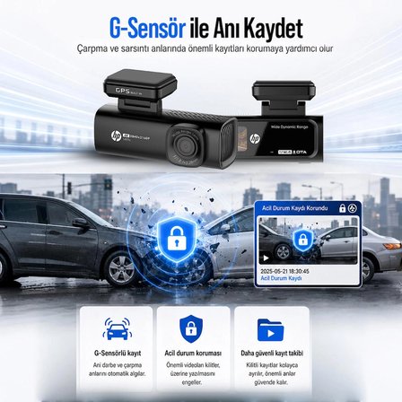 Hp F499X 4k Wdr Araç içi Kamera (Distribütör Garantili)