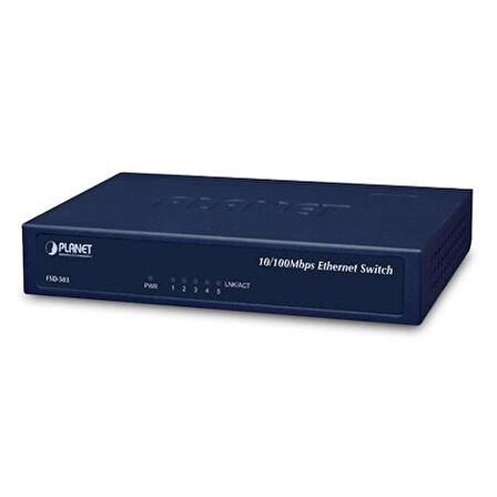 Planet PL-FSD-503 5 Port 10/100Mbps Metal Kasa Masaüstü Ethernet Switch