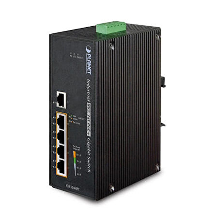 Planet PL-IGS-504HPT 4 Port Gigabit PoE+ 4 x PoE+ 1 Port RJ45 154W PoE Endüstriyel Switch