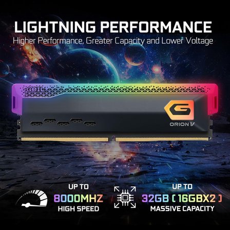 GeIL Orion V RGB 16GB DDR5 6000MHz CL38 Masaüstü Oyuncu RAM (GAVSG516GB6000C38CSC)
