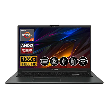 Asus VivoBook Go 15 R3-7320U 8GB 512GB M.2 SSD E1504FA-NJ097  ATL2 15.6" Fdos Taşınabilir Bilgisayar