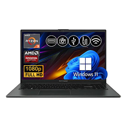 Asus VivoBook Go 15 R3-7320U 8GB 128GB M.2 SSD E1504FA-NJ097  ATL5 15.6" W11Pro Taşınabilir Bilgisayar
