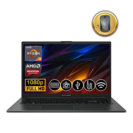 Asus VivoBook Go 15 R3-7320U 8GB 512GB M.2 SSD E1504FA-NJ097  ATL27 15.6" Fdos Notebook +Mouse