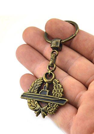 Denizaltı Filosu Kom. Bröve Anahtarlık (Antik Sarı)