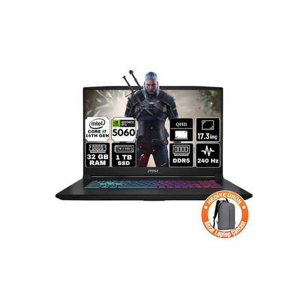 MSI Msı Katana 17 Hx ıntel Core I7 14650HX 32GB 1tb SSD RTX5060 8gb Freedos 17.3" Qhd 240Hz Taşınabilir Bilgisayar B14WFK-216XTR-A1