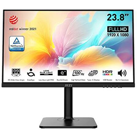 MSI 23.8" MODERN MD2412P 1920x1080 (FHD) 16:9 FLAT IPS 100HZ 1MS ADAPTIVE-SYNC PIVOT TYPE-C MONITOR