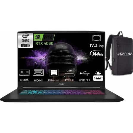 MSI Msı Katana 17 Intel Core I7 13620H B13VFK-872XTR-04 32GB 512GB Rtx 4060 8gb Freedos 17.3" Fhd 144Hz Taşınabilir Bilgisayar & B13VFK872XTRK04