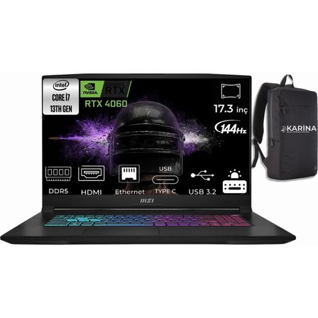 MSI Msı Katana 17 Intel Core I7 13620H B13VFK-872XTR-49 32GB 512GB Rtx 4060 8gb Windows 11 Pro 17.3" Fhd 144Hz Taşınabilir Bilgisayar & B13VFK872XTRK49