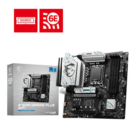 MSI B760M GAMING PLUS WIFI DDR5 Intel B760 Soket 1700 DDR5 6800+(OC)MHz mATX Gaming (Oyuncu) Anakart