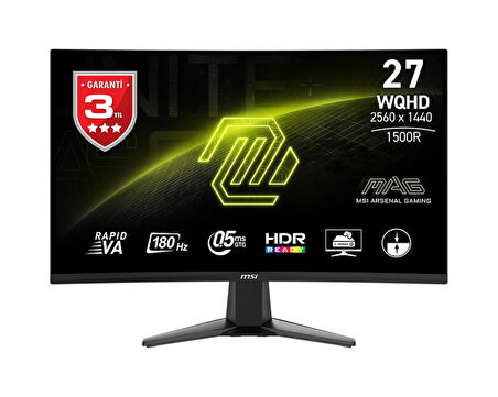 MSI MAG 27CQ6F 27" WQHD CURVE RAPID VA 180HZ 0.5MS GTG FREESYNC GAMING MONITOR