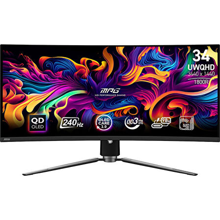 MSI MPG 341CQPX QD-OLED 34 3440x1440 240Hz 0.03 ms (GTG) HDMI DP Type-C True Black 400 QD-OLED Gaming Monitör