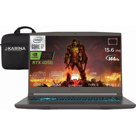 MSI Msı Thin 15 Intel Core I7-12650H B12VE-1892XTR-38 40GB 2tb Rtx 4050 6gb Windows 11 Pro 15.6" Fhd 144Hz Taşınabilir Bilgisayar & B12VE1892XTRK38