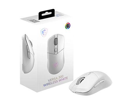 MSI Versa 300 Wireless Beyaz RGB Şarjlı Optik Kablolu/Kablosuz Oyuncu Mouse