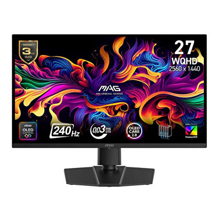 MSI MAG 271QP QD-OLED X24 26.5 inç 240Hz 0.03ms 2K WQHD Adaptive Sync Pivot Gaming Monitör