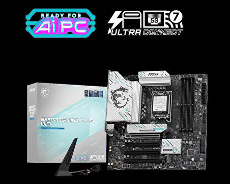TEKNOTEG - MSI B860M GAMING PLUS WIFI SOKET 1851 DDR5 8600MHZ(OC) 3xM.2 1x TB4 HDMI DISPLAY 5G LAN WIFI 7 mATX